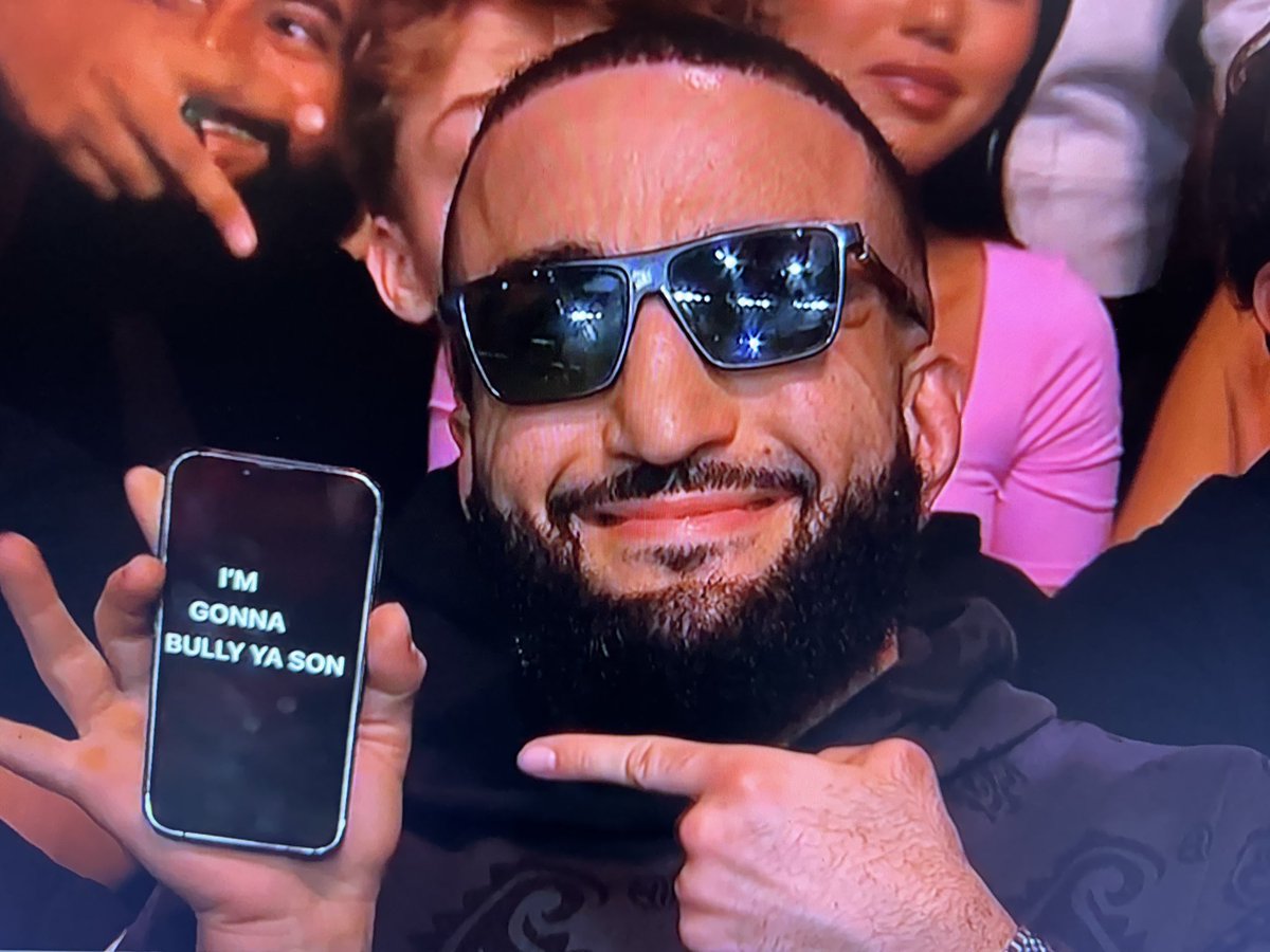 Belal Muhammad with a message for Leon Edwards. Great use of camera time at #UFC297 @bullyb170