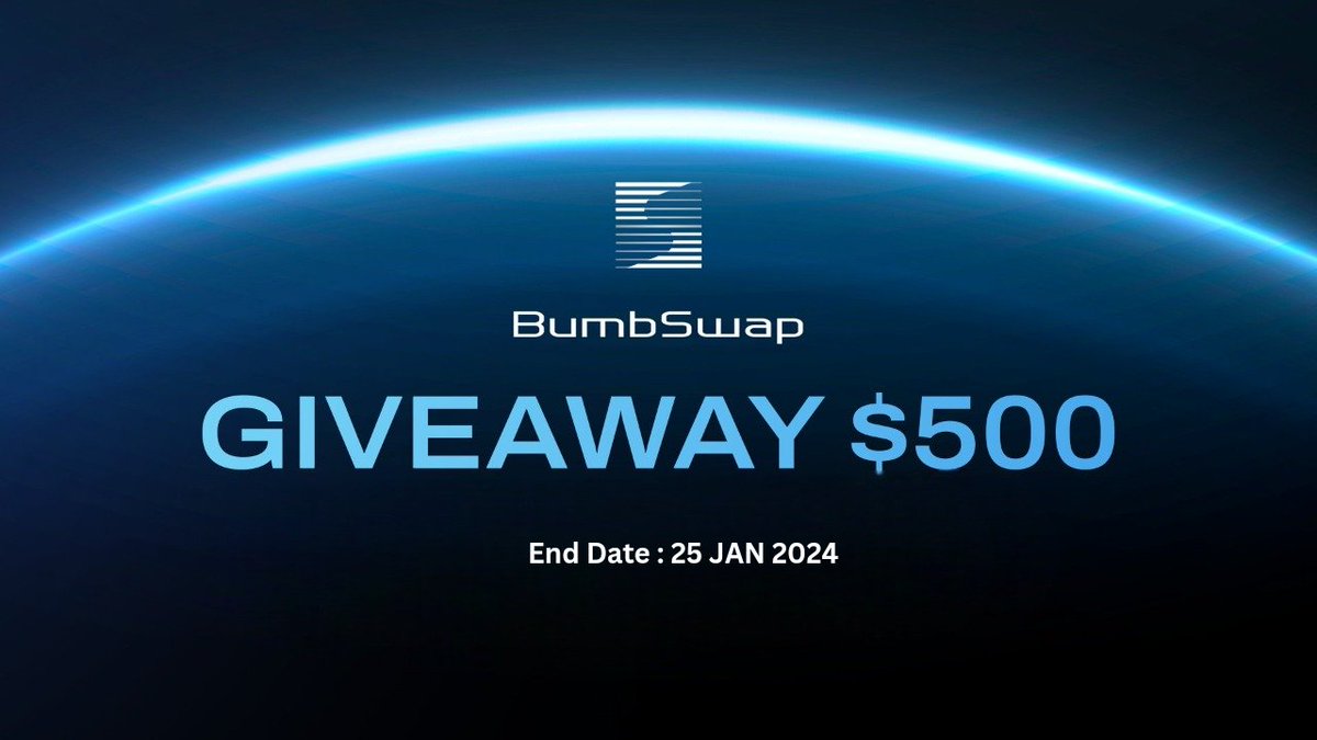 😍😍 Bumb Swap x OEG DAO Collabration #Airdrop

🏆 Prize Pool »» $500 USDT worth $UBMB #reward 

✅ Follow @bumbswap
✅ Like, RT and Tag 3 Friends 
✅ Finish #Gleam ⤵️
gleam.io/861NL/bump-swa…

#Airdrops #Giveaway #BSC #Crypto #Token #USDT #ReferAndEarn $USDT #OEGDAO #UBMB #GBOT