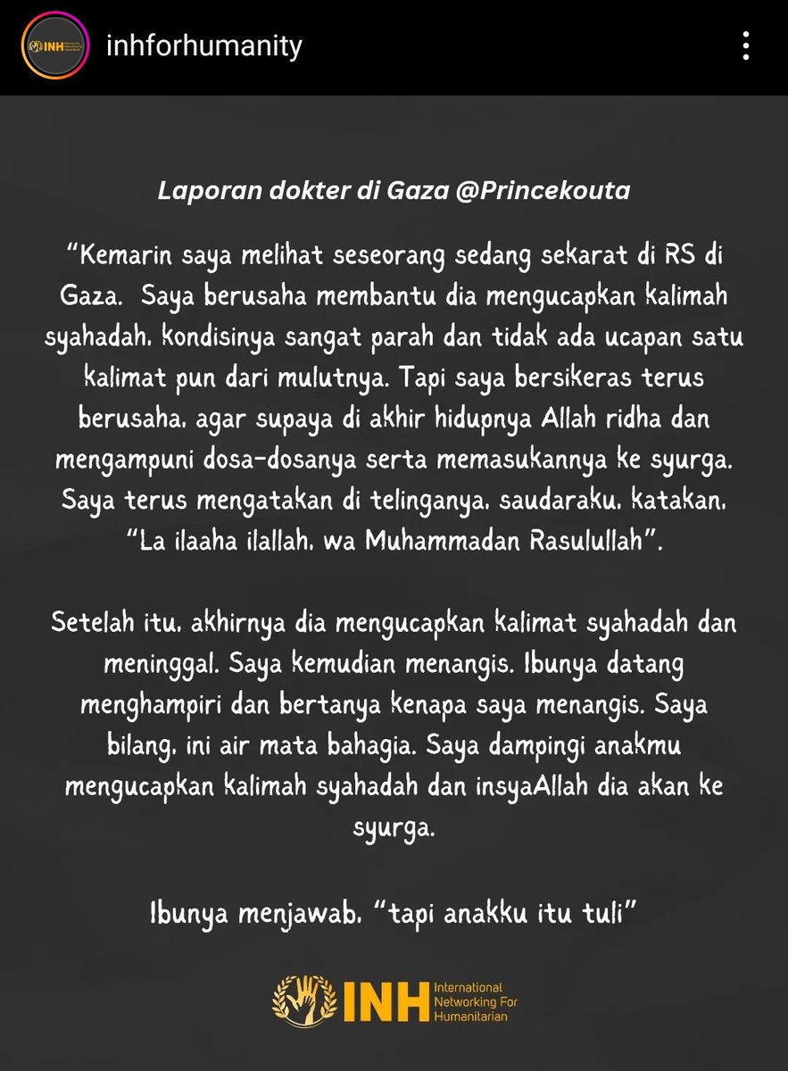 💚 Perawat Rumah Sakit Al-Shifa mengunggah postingan di instagram tentang keajaiban yang terjadi di Rumah Sakit Gaz4. Keimanan orang Palestin4 masyaAllah😭❤️