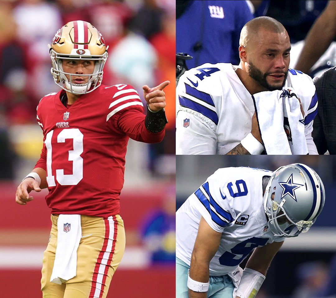 Brock Purdy (2 seasons):
3 playoff wins, 2 NFCCG appearances

Dak Prescott + Tony Romo COMBINED (22 seasons):
4 playoff wins, 0 NFCCG appearances