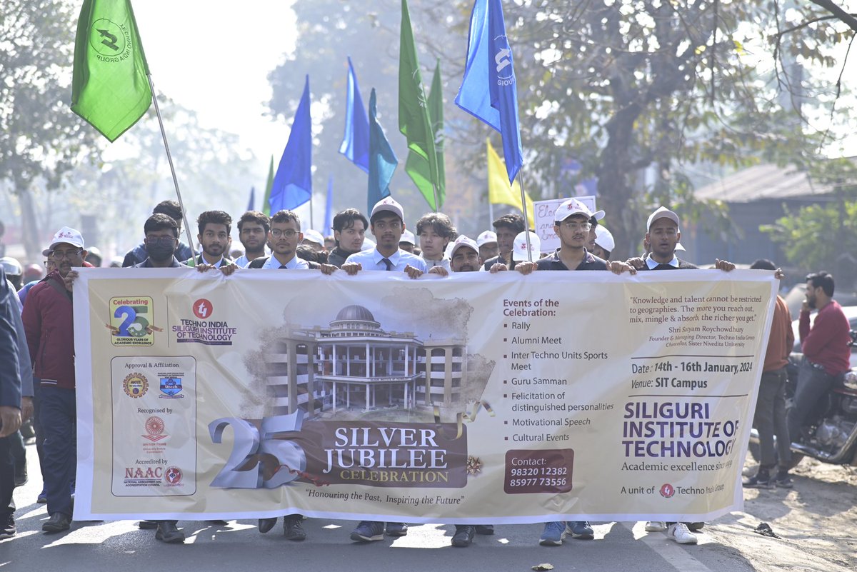 SRConly's tweet photo. My heart brims with happiness to see our Siliguri Institute of Technology (SIT) family smearing the streets of Siliguri with colours of joy to mark the Silver Jubilee celebrations of the institute! 1999 to 2024, what an incredible journey it has been! https://t.co/8SPWlSbXjT