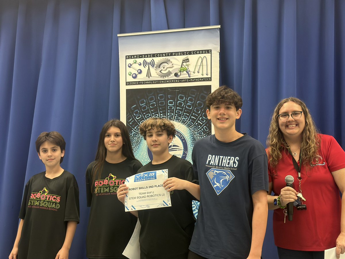 MDCPS’ Robotics Leaders (@mdcpsrobotics) on Twitter photo Congratulations <a href="/STEMSquadHDMM/">H.D. McMillan STEM Squad</a> team 6441J on earning the Robot Skills 2nd Place Award 🏆 in today’s <a href="/MiamiLakesK8/">Miami Lakes K-8</a> 2nd Annual Owlbots <a href="/VEXRobotics/">VEX Robotics</a> IQ Tournament, as we celebrate our #MDCPSDigitalNatives in <a href="/MDCPS/">Miami-Dade Schools</a>! #YourBestChoiceMDCPS <a href="/MDCPSSTEAM/">M-DCPS STEAM</a> <a href="/MDCPSAcademics/">Div of Academics</a> <a href="/STEAMDesignated/">STE(A)M School Designation</a> Congratulations <a href="/STEMSquadHDMM/">H.D. McMillan STEM Squad</a> team 6441J on earning the Robot Skills 2nd Place Award 🏆 in today’s <a href="/MiamiLakesK8/">Miami Lakes K-8</a> 2nd Annual Owlbots <a href="/VEXRobotics/">VEX Robotics</a> IQ Tournament, as we celebrate our #MDCPSDigitalNatives in <a href="/MDCPS/">Miami-Dade Schools</a>! #YourBestChoiceMDCPS <a href="/MDCPSSTEAM/">M-DCPS STEAM</a> <a href="/MDCPSAcademics/">Div of Academics</a> <a href="/STEAMDesignated/">STE(A)M School Designation</a>