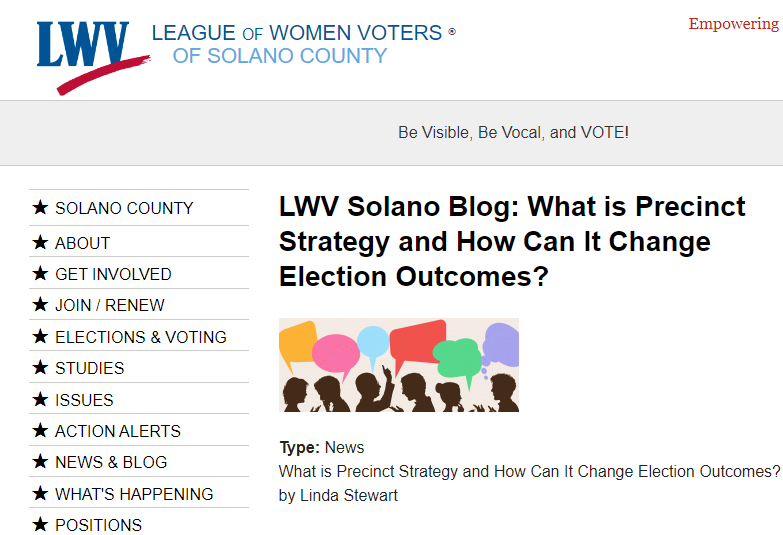 LiveONE_TV's tweet photo. The League of Women Voters website.
An article by Linda Stewart summarizes Dan Schultz's Precinct Strategy.
#2024Election #Focus535 #theCapitolMouseHouse
Link: https://t.co/0vcZvAn2jf https://t.co/6gDeA9QsCU