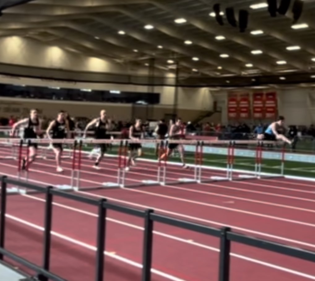 Cason’s 2nd indoor meet. 1st in his heat, 8th overall out of 25.