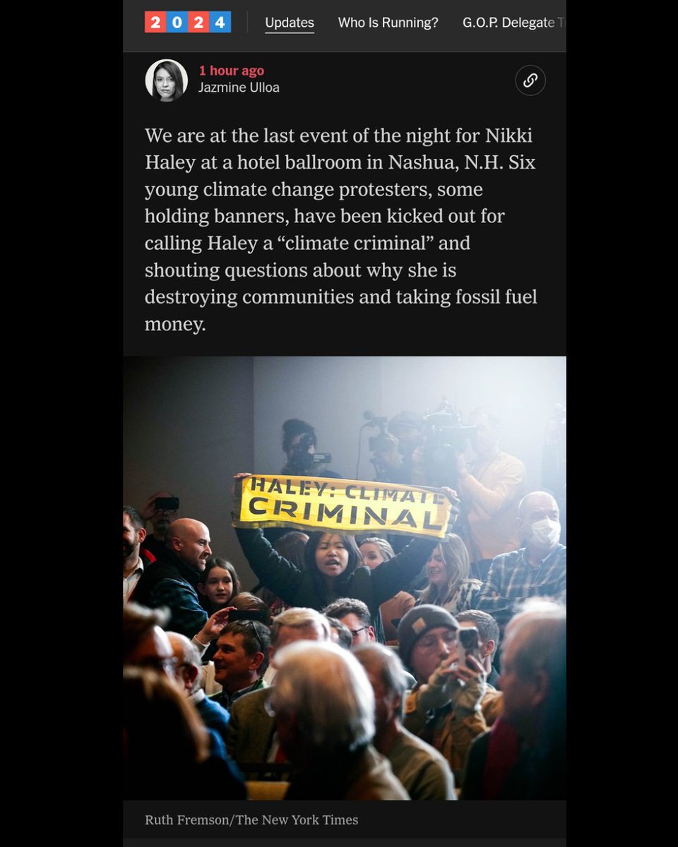 BREAKING: We just disrupted Nikki Haley’s event to demand she answer for the millions she's taking from oil and gas billionaires. 

She refused to answer our question because she knows there is no defense. 

She's a Koch-pawn.