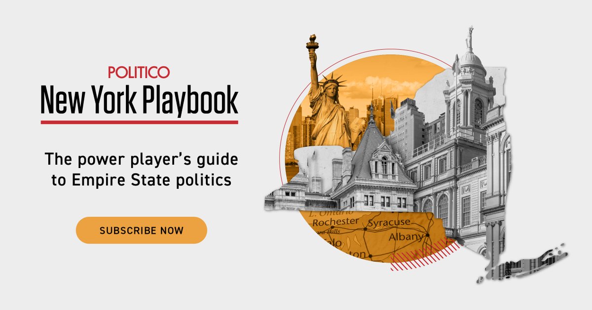 Stay ahead of policy trends and political developments coming out of the Empire State with New York Playbook, a daily newsletter bringing you the latest scoops and news from around the state. Subscribe now. politico.com/newsletters/ne…