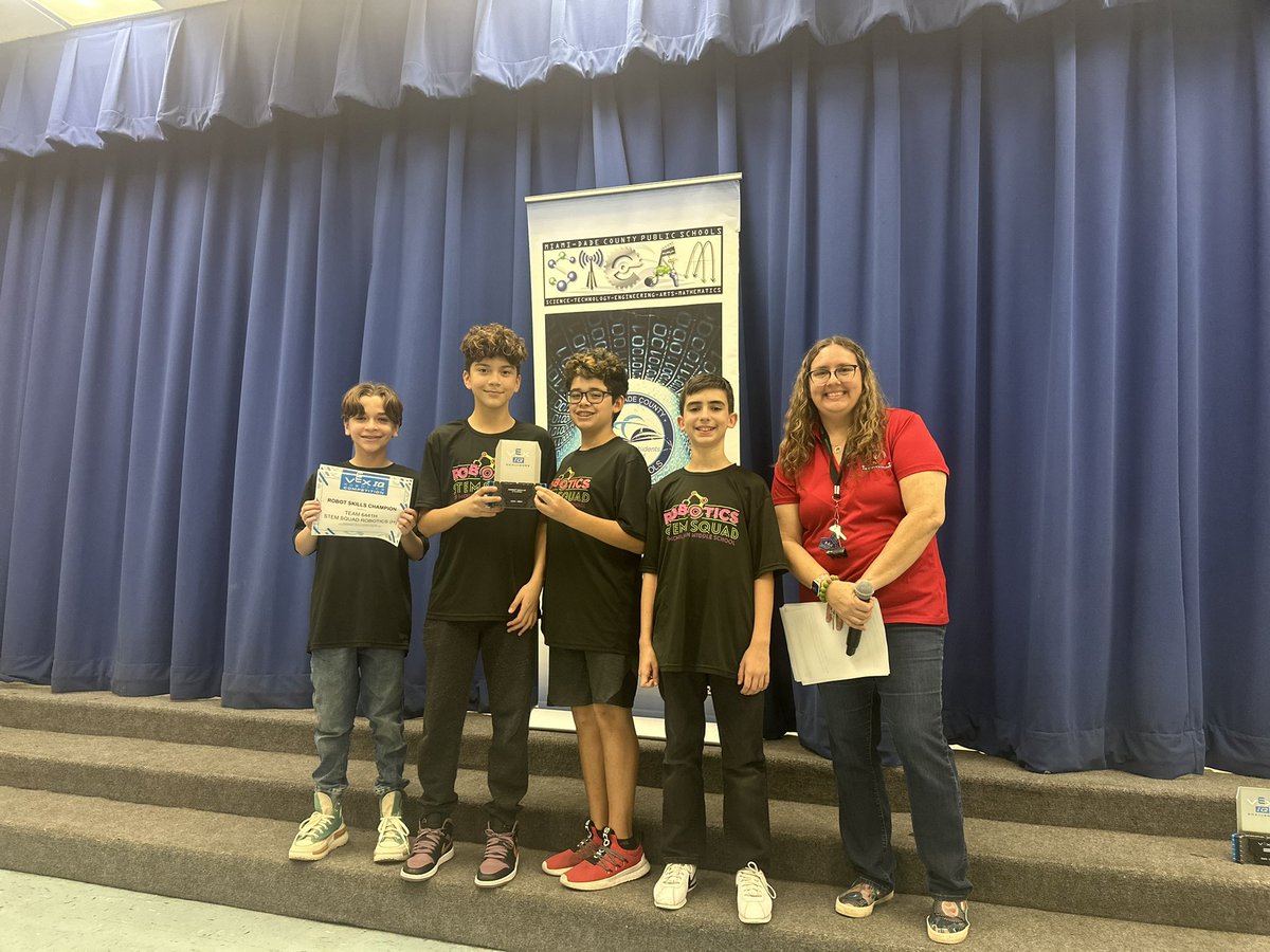 MDCPS’ Robotics Leaders (@mdcpsrobotics) on Twitter photo Congratulations <a href="/STEMSquadHDMM/">H.D. McMillan STEM Squad</a> team 6441H on earning the Robot Skills Champion Award 🏆 in today’s <a href="/MiamiLakesK8/">Miami Lakes K-8</a> Second Annual Owlbots <a href="/VEXRobotics/">VEX Robotics</a> IQ Tournament. Celebrating our #MDCPSDigitalNatives in <a href="/MDCPS/">Miami-Dade Schools</a>! #YourBestChoiceMDCPS <a href="/MDCPSSTEAM/">M-DCPS STEAM</a> <a href="/MDCPSAcademics/">Div of Academics</a> <a href="/STEAMDesignated/">STE(A)M School Designation</a> Congratulations <a href="/STEMSquadHDMM/">H.D. McMillan STEM Squad</a> team 6441H on earning the Robot Skills Champion Award 🏆 in today’s <a href="/MiamiLakesK8/">Miami Lakes K-8</a> Second Annual Owlbots <a href="/VEXRobotics/">VEX Robotics</a> IQ Tournament. Celebrating our #MDCPSDigitalNatives in <a href="/MDCPS/">Miami-Dade Schools</a>! #YourBestChoiceMDCPS <a href="/MDCPSSTEAM/">M-DCPS STEAM</a> <a href="/MDCPSAcademics/">Div of Academics</a> <a href="/STEAMDesignated/">STE(A)M School Designation</a>