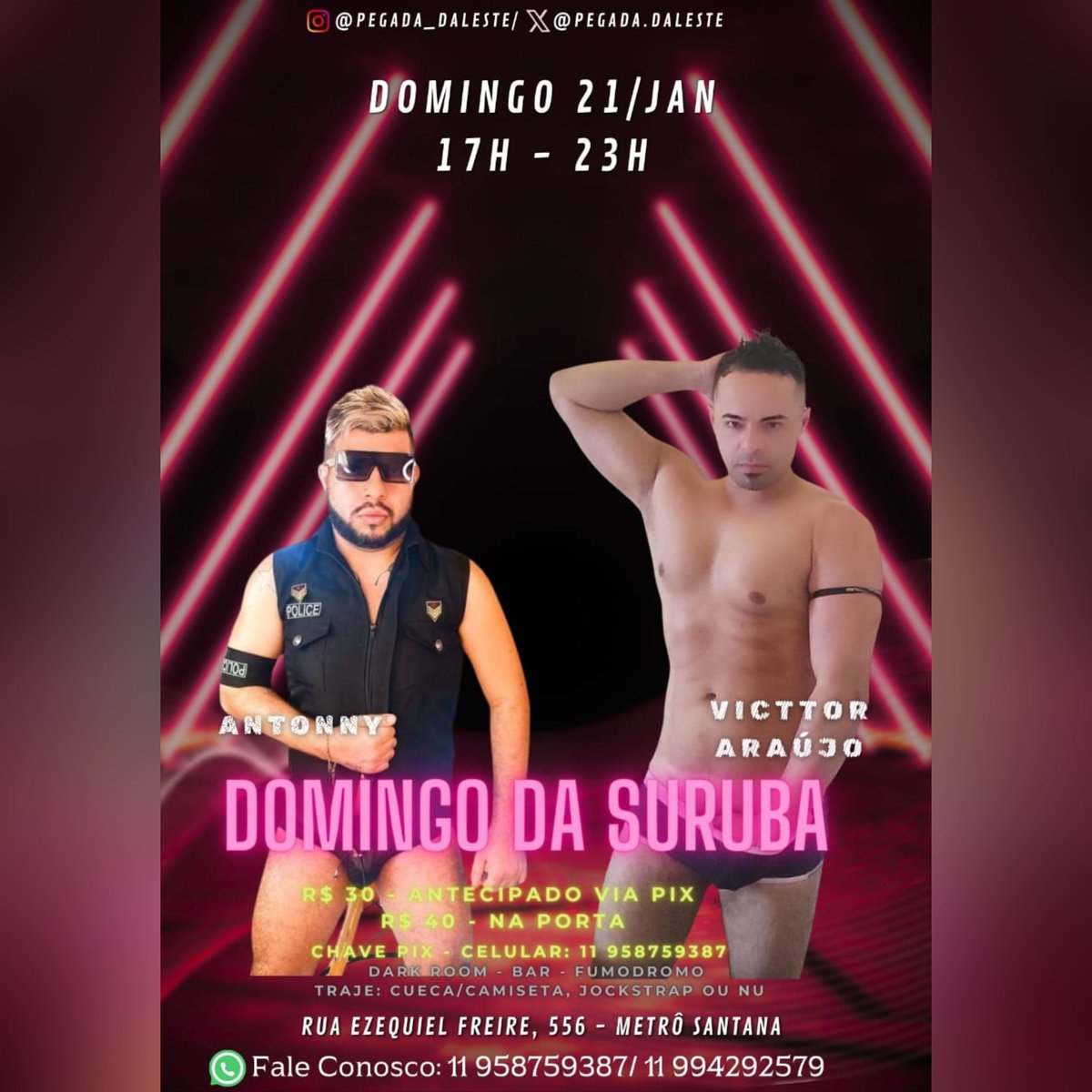 AMANHÃ Pegada da Leste

Dom 21/01 - 17h às 23h  
Show de Sexo Interativo com @Victtor34092603
<a href="/drikoperfect/">Antonny Da Leste 🍆🍑🍒</a> 

Local: The Mans Club
Rua Ezequiel Freire, 556 - Metrô Santana

Entrada
Antecipado R$ 30 Via PIX
R$ 40 Pagando Na Recepção Em $ Ou 💳