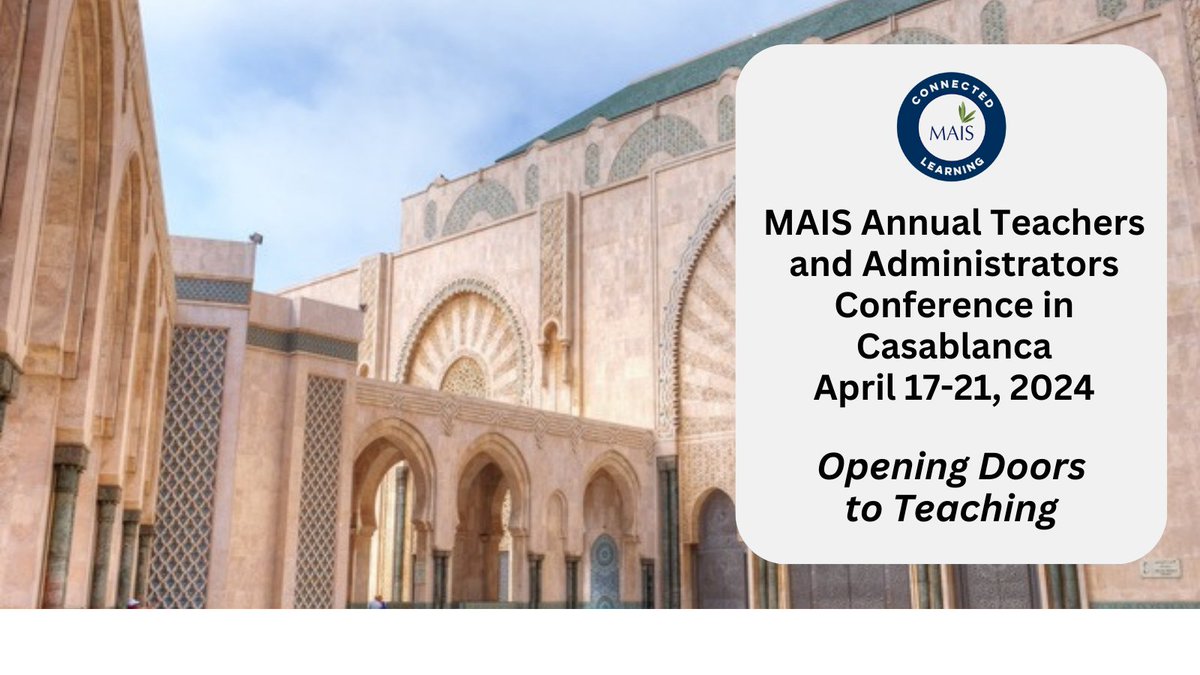 Join us for the education conference of the year!
mais-web.org/spring2024-ann…
* Inspiring Experts, Targeted Tracks
* Positive Discipline & Child Protection Certification
#globaledchat #edchat #education #edleaders #edtech #onlinelearning #growthmindset #globaled #personalizedlearning