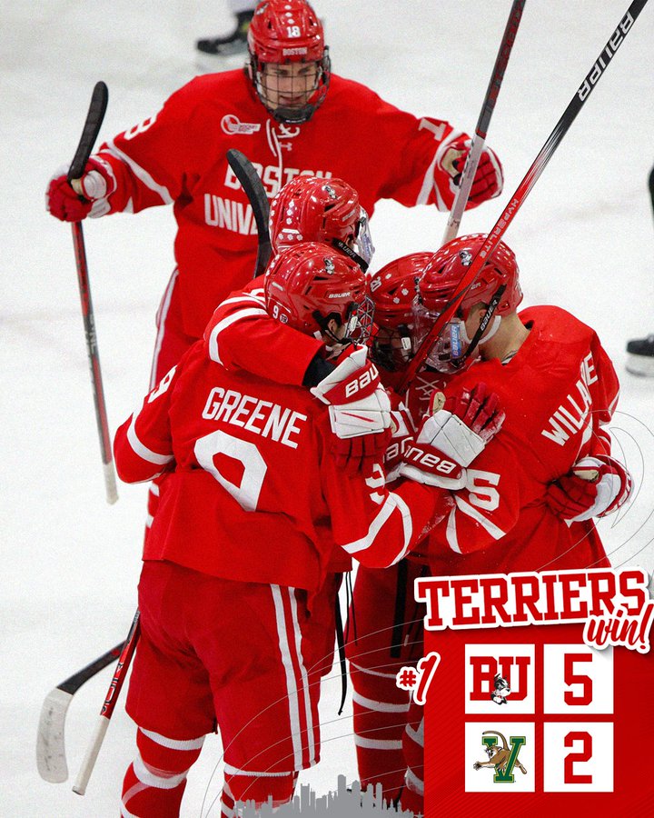 Terriers dispatch Vermont, 5-2, to sweep series; Women sweep the Catamounts, too