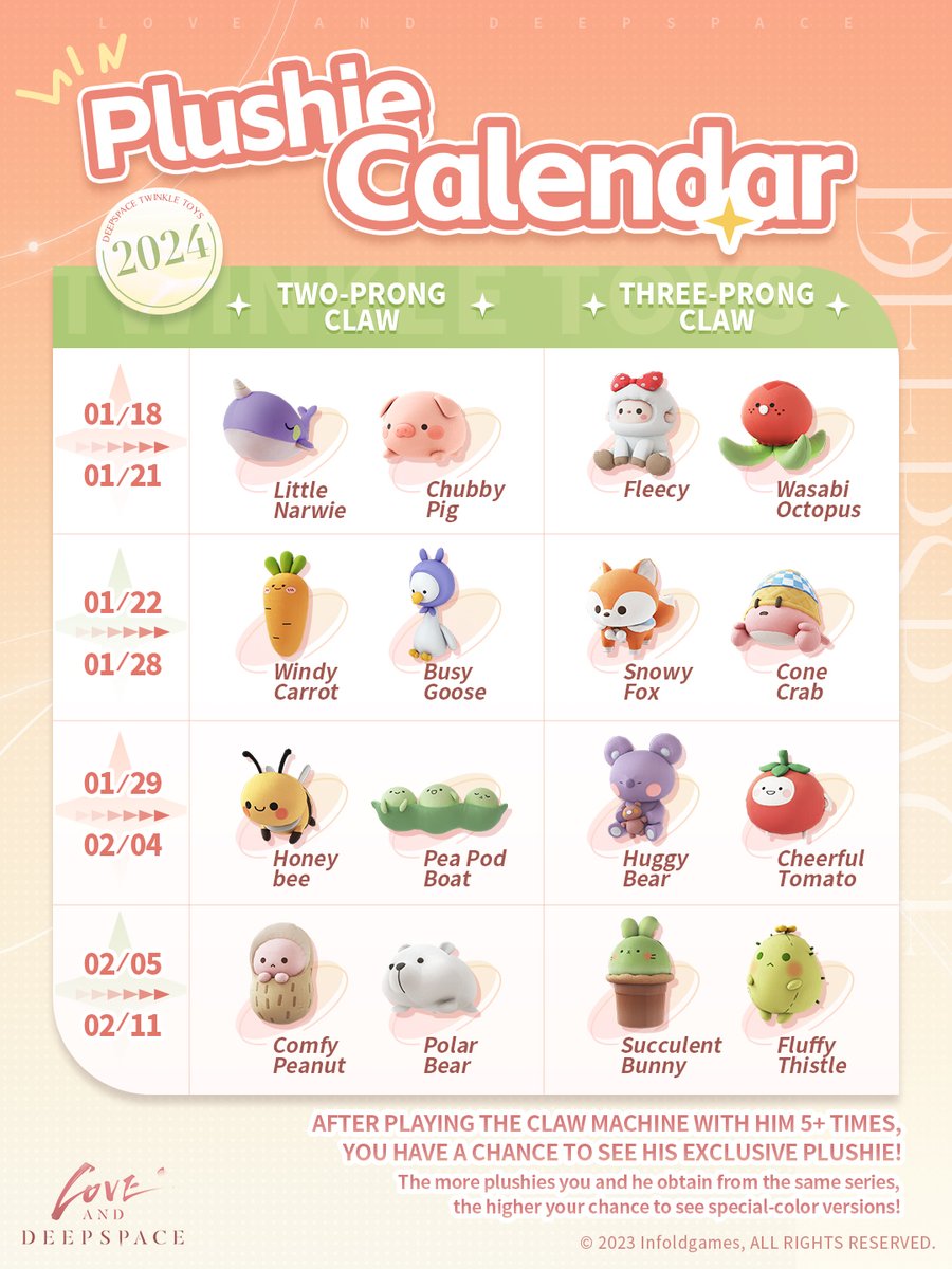 Catloveページ Love and Deepspace | Plushie Calendar Twinkle Toys, the most