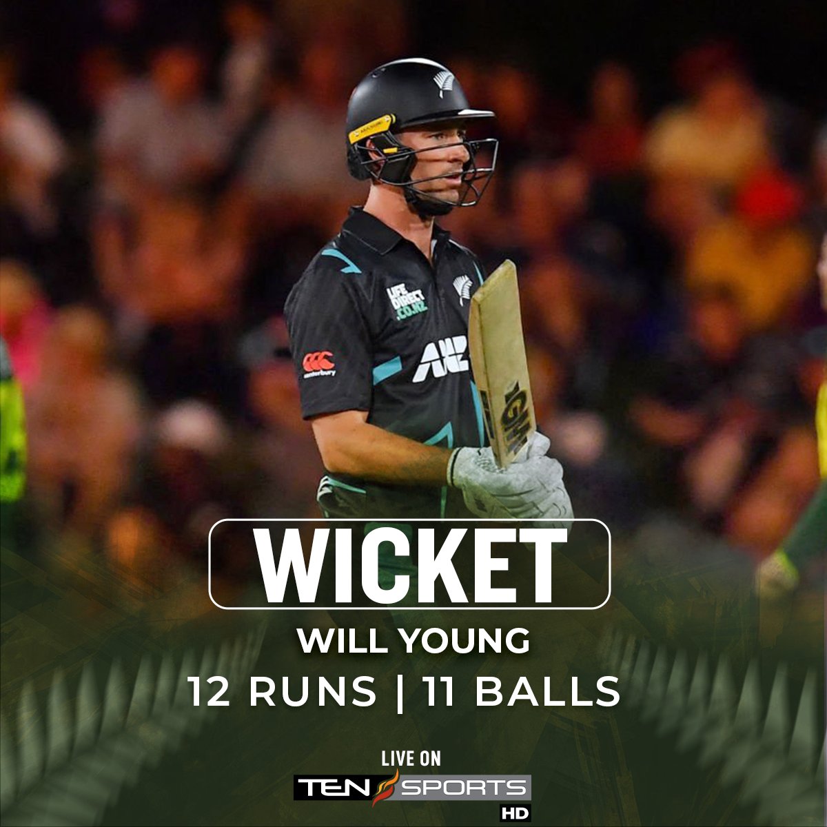 TenPakistan's tweet image. Nawaz strikes again for Pakistan! 

After dismantling Rachin Ravindra in the power play, now dismisses Will Young. Two crucial wickets for Nawaz! 💪🏏

Catch the action LIVE only on TenSportsHD!

#PAKvsNZ #GoGreens #T20I #T20Series #Cricket #TenSports