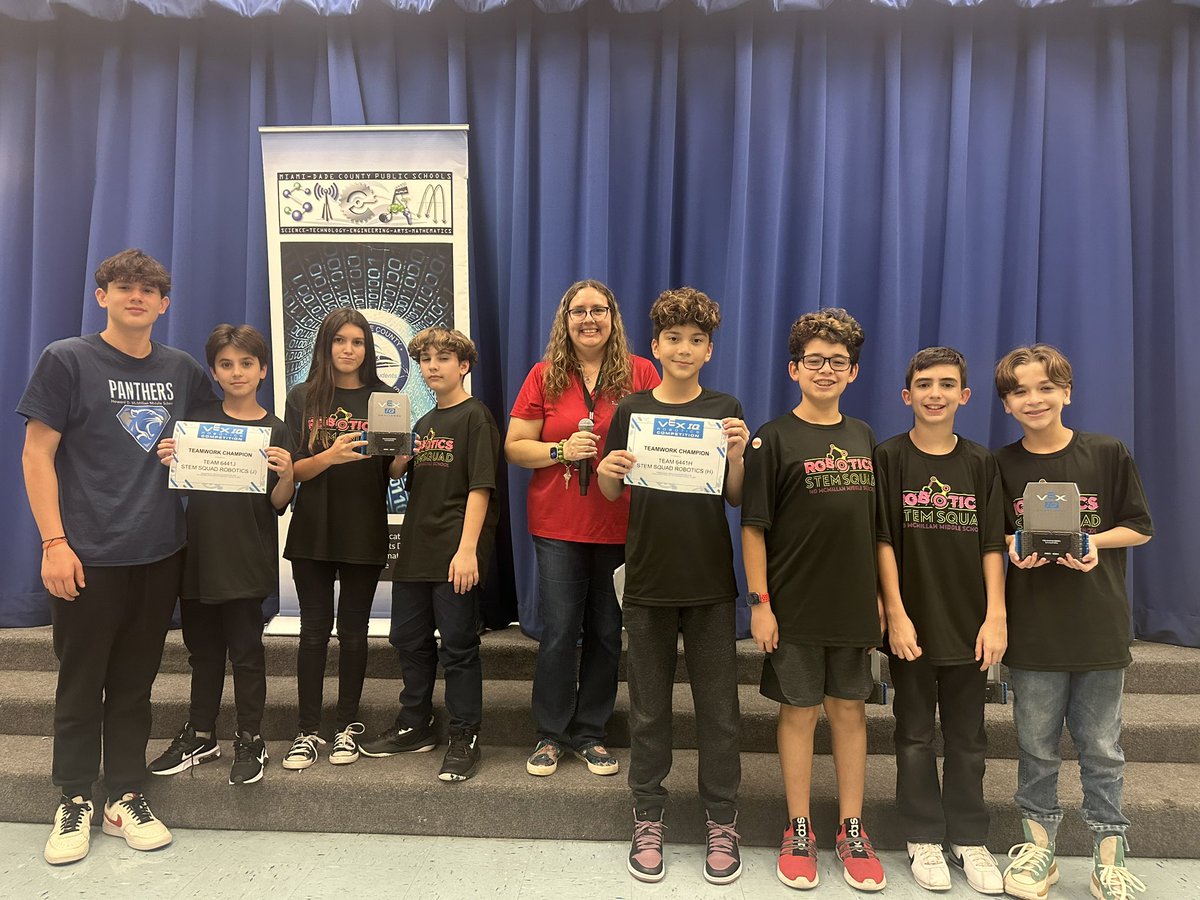 MDCPS’ Robotics Leaders (@mdcpsrobotics) on Twitter photo Congratulations <a href="/STEMSquadHDMM/">H.D. McMillan STEM Squad</a> teams 6441J and 6441H on earning the Teamwork Champion Award 🏆 in today’s <a href="/MiamiLakesK8/">Miami Lakes K-8</a> Second Annual Owlbots <a href="/VEXRobotics/">VEX Robotics</a> IQ Tournament, as we celebrate our #MDCPSDigitalNatives in <a href="/MDCPS/">Miami-Dade Schools</a>!
#YourBestChoiceMDCPS <a href="/MDCPSSTEAM/">M-DCPS STEAM</a> <a href="/STEAMDesignated/">STE(A)M School Designation</a> Congratulations <a href="/STEMSquadHDMM/">H.D. McMillan STEM Squad</a> teams 6441J and 6441H on earning the Teamwork Champion Award 🏆 in today’s <a href="/MiamiLakesK8/">Miami Lakes K-8</a> Second Annual Owlbots <a href="/VEXRobotics/">VEX Robotics</a> IQ Tournament, as we celebrate our #MDCPSDigitalNatives in <a href="/MDCPS/">Miami-Dade Schools</a>!
#YourBestChoiceMDCPS <a href="/MDCPSSTEAM/">M-DCPS STEAM</a> <a href="/STEAMDesignated/">STE(A)M School Designation</a>