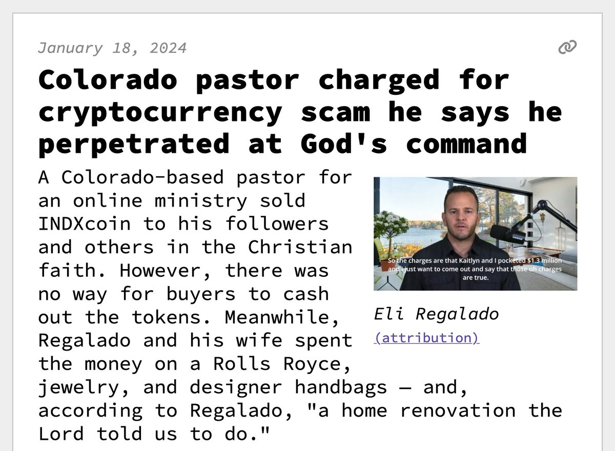 Right in my backyard. Two things I have much dislike for… organized  religion and crypto! ;)