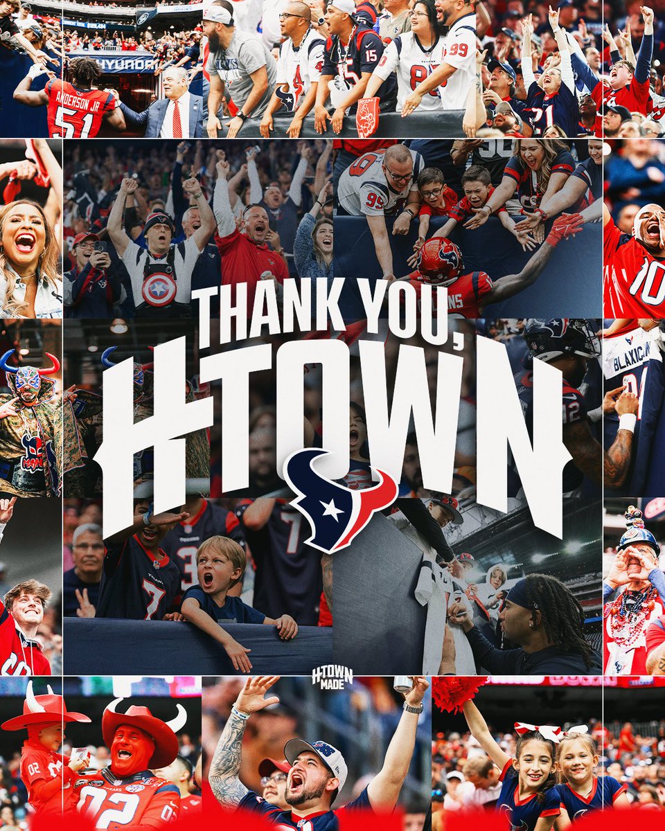 From all of us at the Texans, we cannot thank y'all enough for making this such a fun season with this team. There's so much more to come, but in the meantime, a genuine heartfelt thank you for riding with us, H-Town! ❤️🤘