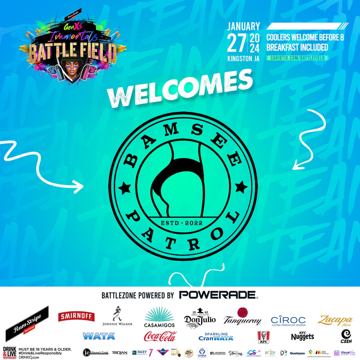 GenXperience's tweet photo. IMMORTALS 𝐁𝐀𝐓𝐓𝐋𝐄𝐅𝐈𝐄𝐋𝐃 welcomes:
💥 @BamseePatrol 
💥 @JacanaLife 

Who will be declared the MADDEST CREW?! 😈⁣⁣⁣⁣⁣⁣

LAST CHANCE to get your Gustazos 2-4-1 Tix for the Wettest Fete of the Year! 🥳🤸🏽‍♀️

📲 https://t.co/0Wa14go88j https://t.co/QKOFnpa7fd