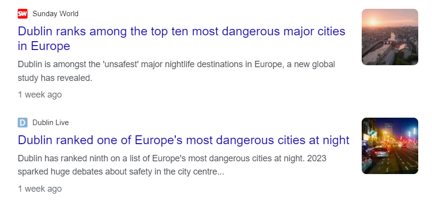Care2much18's tweet photo. Depresses me no end when journalists refuse to do basic journalism, in theory a thing they should be good at.

Take these headlines for example.

"Dublin ranks among the top ten most dangerous cities in Europe"

An examination of how this utter manure ever got printed. /1 https://t.co/cxZiaCPRb3