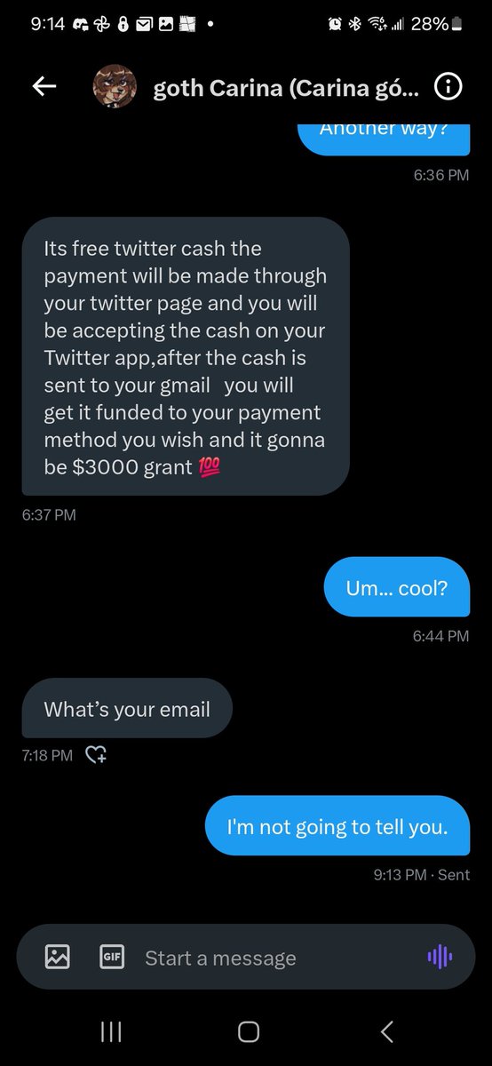 BlueberryExp's tweet image. This seems really suspicious. If this person dms you and asks for your email, it's best that you don't.