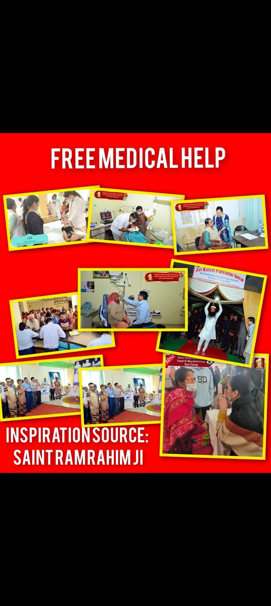 There are many poor people who are unable to get themselves treated.Also, many people are not able to get proper treatment even after spending a lot of money. To help them,Dera Sacha Sauda organizes  camps #FreeMedicalHelp 
 every month under the guidance of Saint MSG.