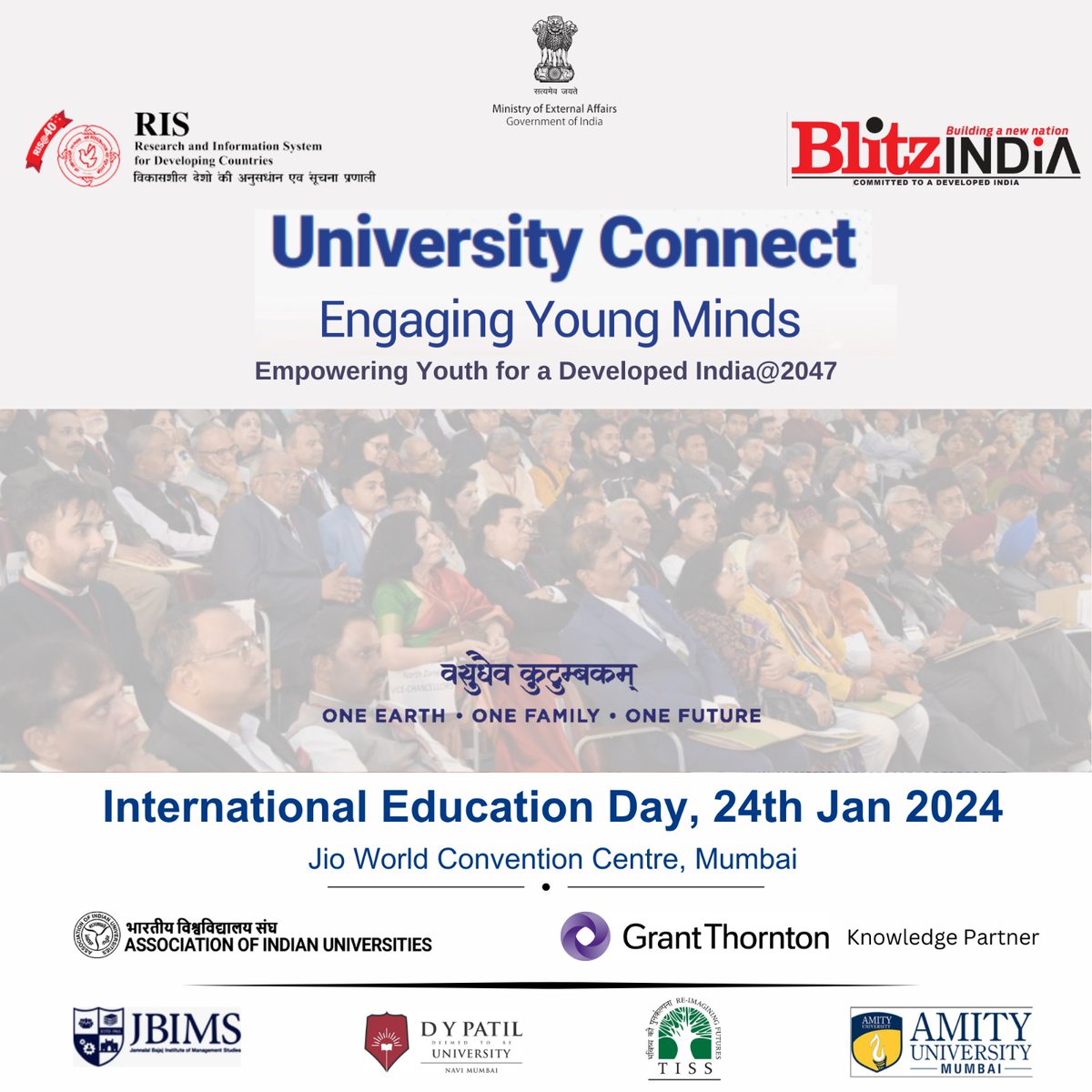 #UniversityConnect Engaging Young Minds @RIS_NewDelhi @BlitzIndiaMedia with stakeholder discussions on pathways to #ViksitBharat led by #HigherEducationInstitutes with students,youth at the centre @HumanisticMgmt @DeepakDwivedi_ @Shivtripathi @GrantThorntonIN @JBIMS @Sachin_Chat