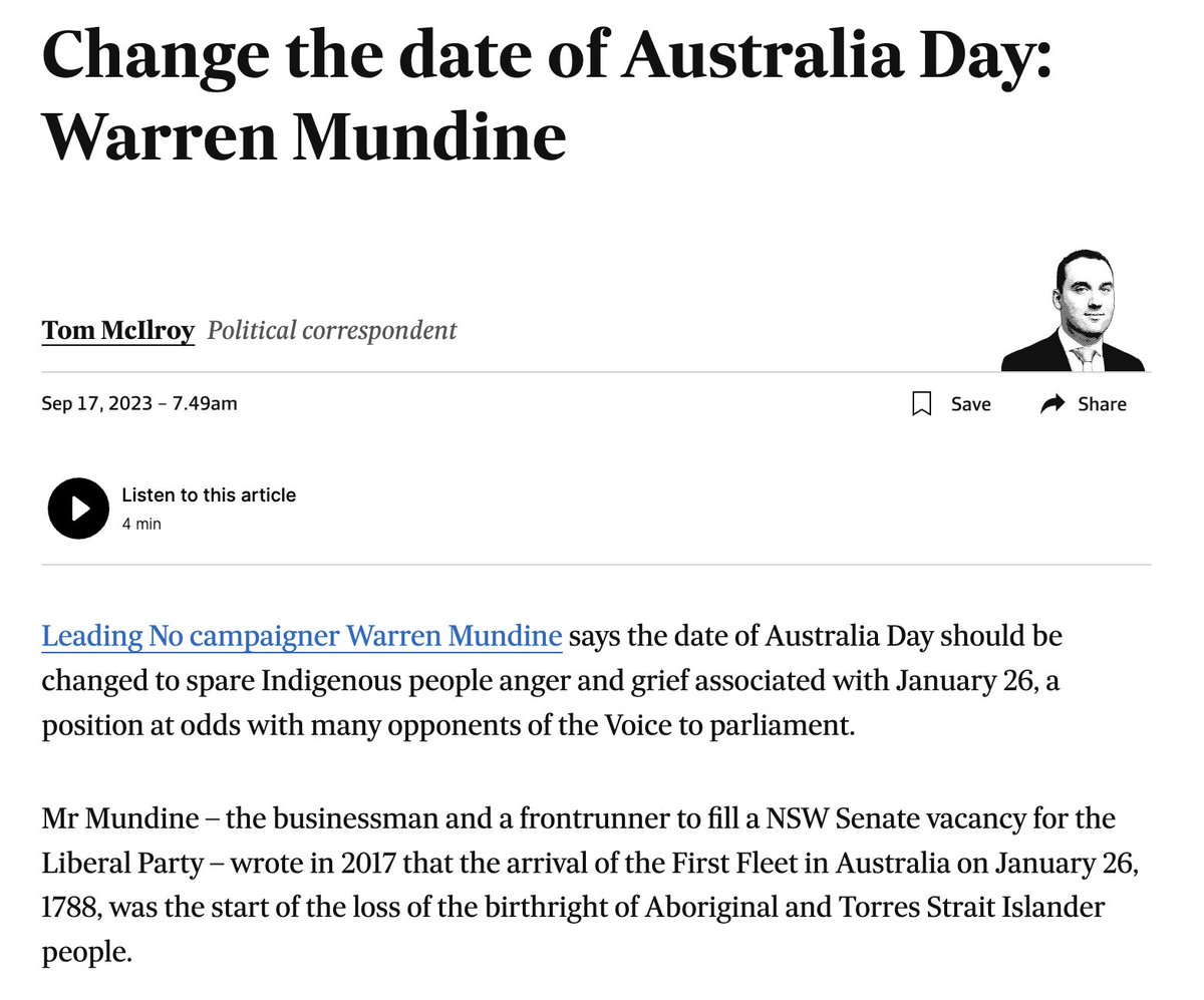 <a href="/FairAusADV/">ADVANCE</a> Awkward.

Warren Mundine says the day of Australia Day should be changed to spare Indigenous people anger and grief associated with January 26.