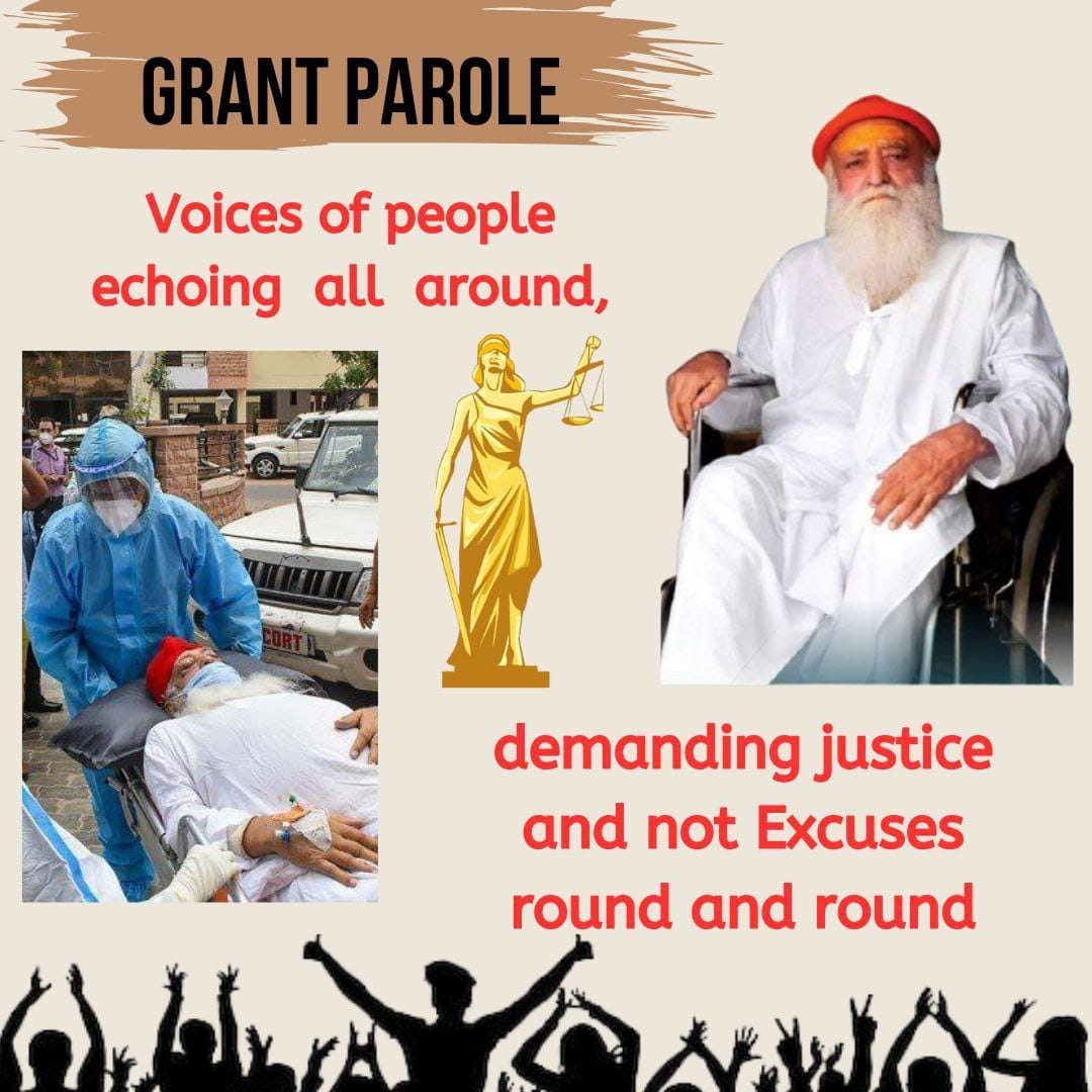 Even an  ordinary convicts have right to chose there treatment and granted parole , so why not sant Shri Asharmji bapu ??
#GrantParole
Holistic Treatment Our Right
Parole Ek Adhikar