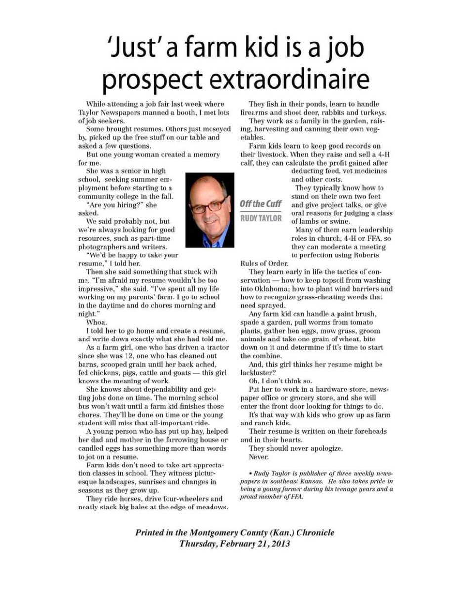 KellyGarrett75's tweet photo. This a great article and something for farm kids to be proud of https://t.co/JcycA6whGD