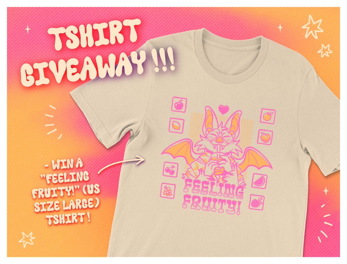 OK SO....i have ONE extra t-shirt from my first rawpaw campaign AND i've been wanting to do a giveaway for a while... so here we go!!! 🦇🧡🩷

all you've got to do is:
- RT this!
- be following me!

aaaand that's it!!! ends in two weeks, on 2/3/24, at midnight PST!!!! 💛