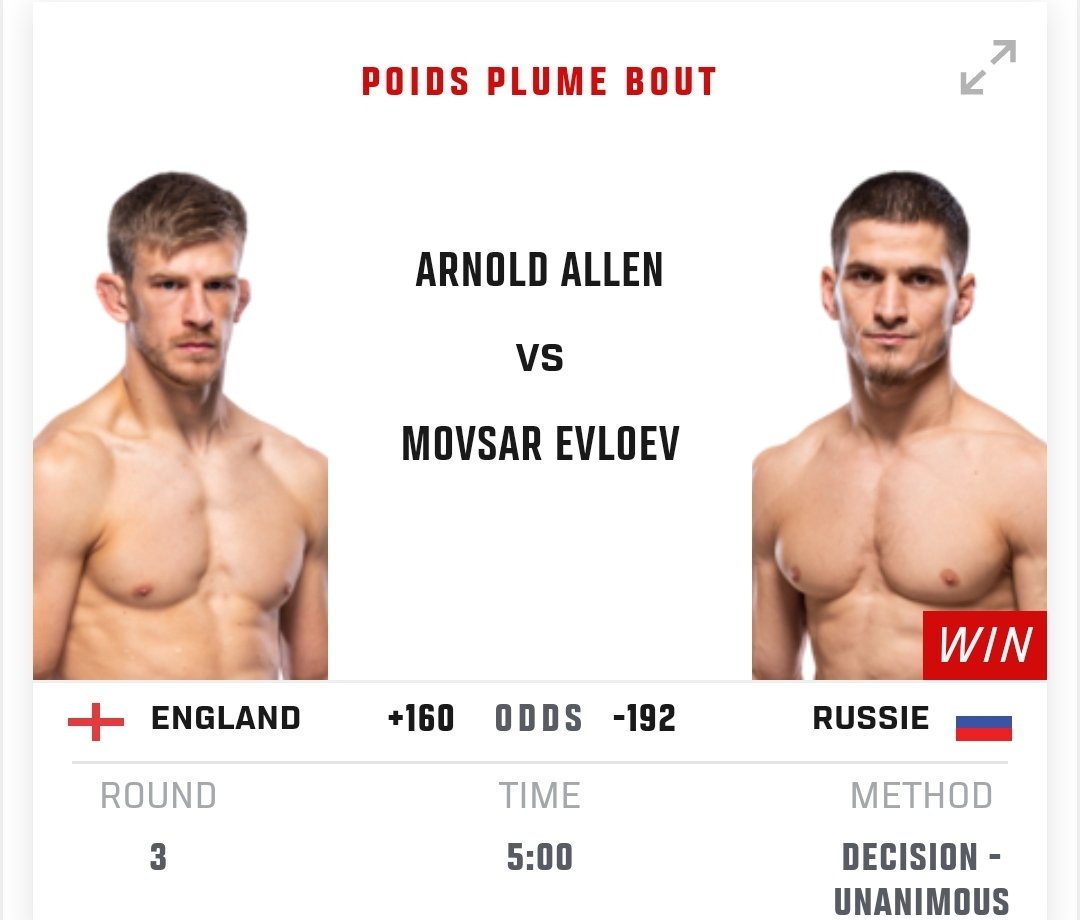 radioguerriers's tweet image. #UFC297 : Le sociétaire du Tristar, Arnold Allen, s'est bien débattu mais il s'incline par décision unanime contre Mosvar Evloev