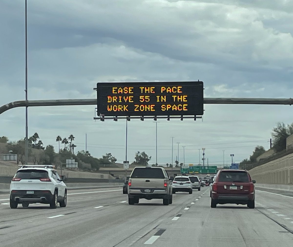 Auntpeso's tweet image. RIP, clever/funny/snarky/rhyming freeway signs. (New federal laws are phasing them out.) #adot