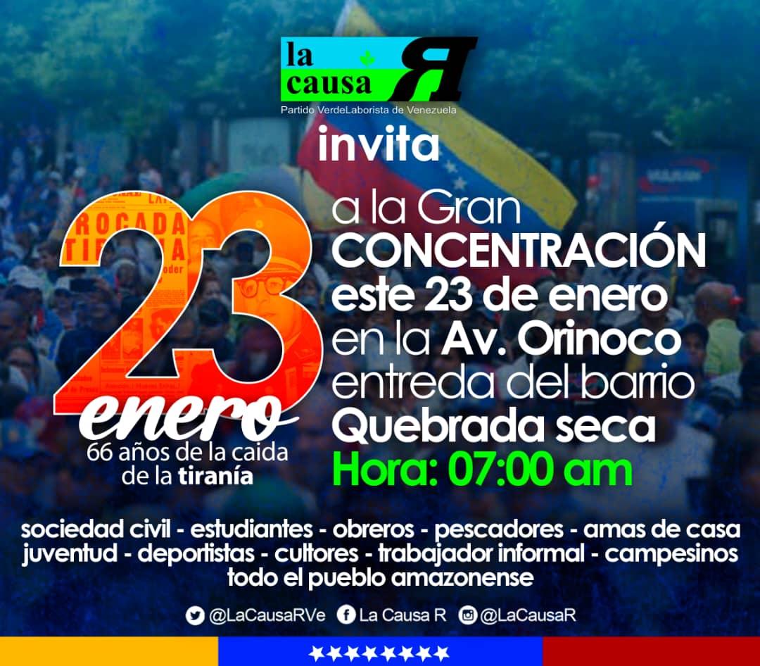 Un día emblemático día de exigencia,  no puedes faltar a esta concentración del #23DeEnero  Hora de pedir restitución del salario en Venezuela,  basta ya de miseria,  basta ya de una vida indigna,  basta ya de una vida miserable con un salario miserable #ReclamaTuDerechoLaboral