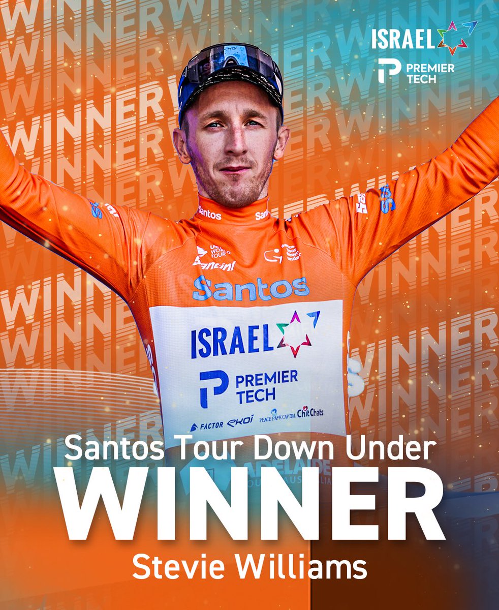 Israel – Premier Tech (@israelpremtech) on Twitter photo 🟠 STEEEEVIE!!! 🟠
🏆 Stevie Williams wins the final stage and the <a href="/tourdownunder/">Santos Tour Down Under 🚴🚴♀️</a> GC!
What an amazing ride all week by the team to secure IPT’s first WorldTour stage race win 👏
#TourDownUnder #YallaIPT 🟠 STEEEEVIE!!! 🟠
🏆 Stevie Williams wins the final stage and the <a href="/tourdownunder/">Santos Tour Down Under 🚴🚴♀️</a> GC!
What an amazing ride all week by the team to secure IPT’s first WorldTour stage race win 👏
#TourDownUnder #YallaIPT