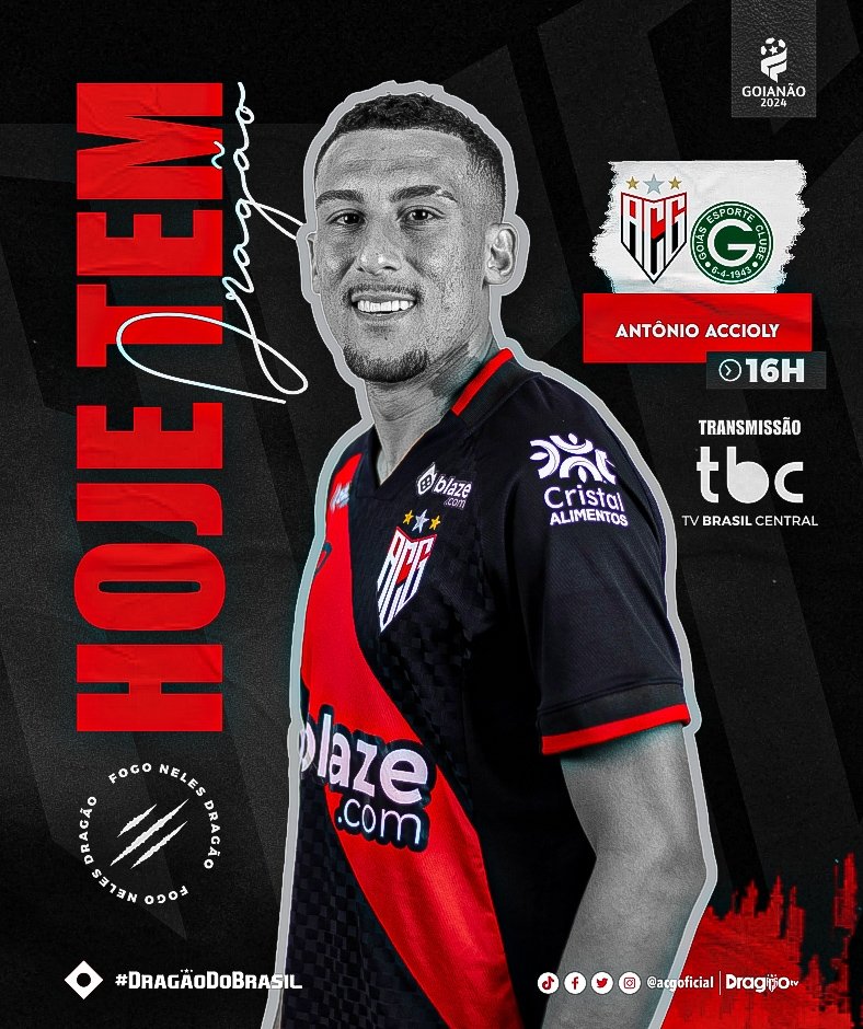 ACGOficial's tweet photo. HOJE É DIA DE VOLTAR PRA CASA! HOJE TEM DRAGÃO! 🇹🇹🔥⚽

🏆 Campeonato Goiano 2024
⚽ Atlético Goianiense x Goiás 
🕗 16h00
🏟️ Estádio Antônio Accioly 
🎟️ 10 Reais com a camisa do Dragão 
📺 TBC

#DragãoDoBrasil
#OClubeDeTodos https://t.co/7k6w9OB6sZ