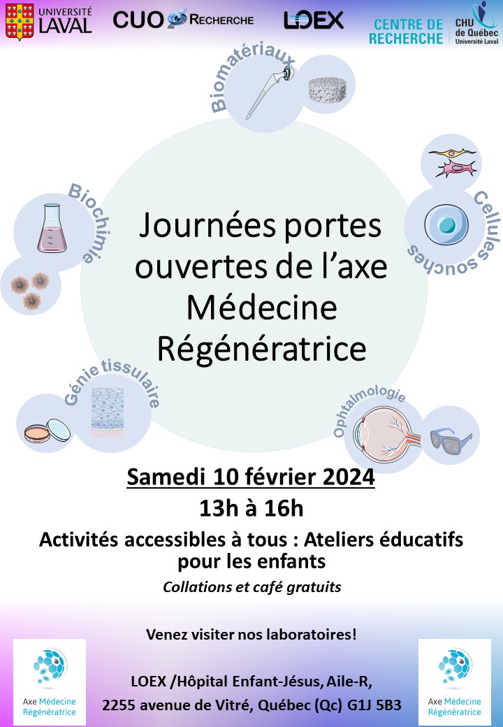 AxeMedReg's tweet photo. 📷 Journée Portes Ouvertes de l'Axe Médecine Régénératrice ! 📷
Nous sommes ravis de vous convier à notre Journée Portes Ouvertes dédiée à la Médecine Régénérative, une immersion au cœur de l'innovation médicale. 📷 https://t.co/iJIygYLDd8
