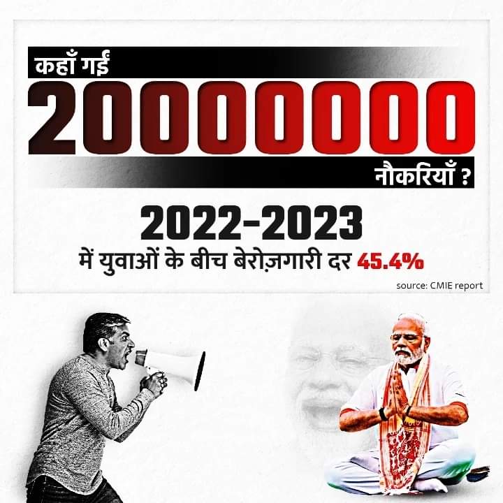 ShashankbdnINC's tweet photo. मोदी जी रोजगार का 'र' बोलने को तैयार नहीं हैं, ताज्जुब है न! देश के प्रधानमंत्री को खुद के किये हुए वादे से यूँ मुंह मोड़ लेना शोभा देता है क्या भला?
#ModiKiGuarantee 🤨
#ModiHaiToMumkinHai
#ModiForMahaDevelopment https://t.co/R73pyhhtWl