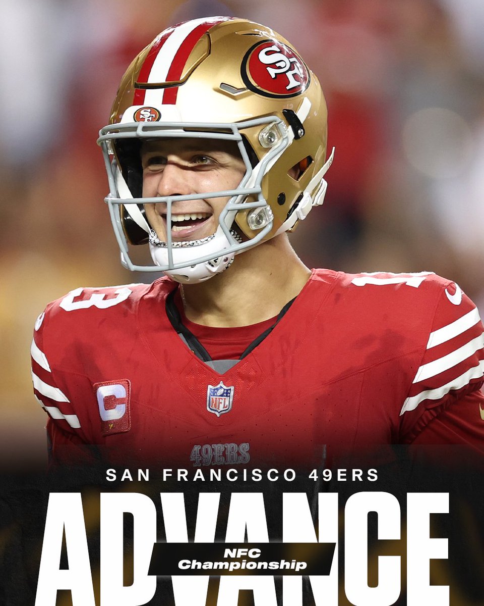 SportsCenter's tweet photo. THE NINERS ARE NFC CHAMPIONSHIP BOUND 👏 https://t.co/EJDj4iLxJ7