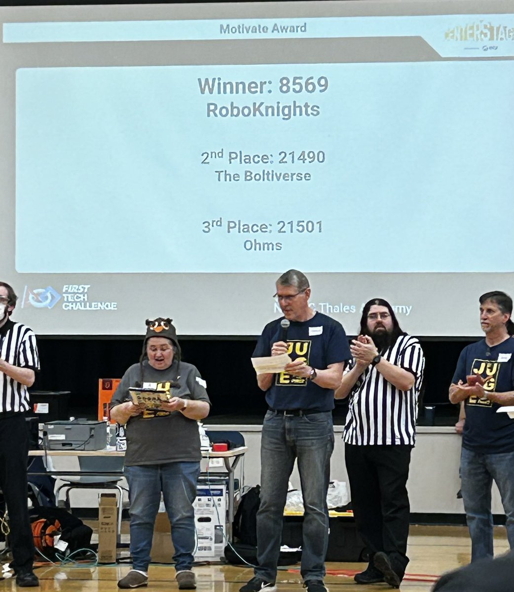 Third place motivate award. This judged award celebrates the team that represents the essence of the FIRST Tech Challenge competition through Gracious Professionalism® . Great job today team! <a href="/OrangeCoSchools/">OrangeCountySchools</a>