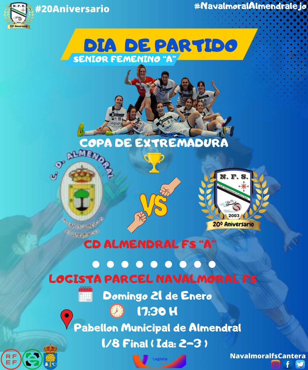NFSCantera's tweet photo. 💙⚽ DÍA DE PARTIDO ⚽💙
FEMENINAS SENIOR
🏆 IV Copa de Extremadura
📋 Vuelta ( Ida 2-3 )
⏱️ 17:30 h.
📍 Pab. Municipal de Almendral.
🆚 #CdAlmendral
#20Aniversario
#AlmendralNavalmoral https://t.co/qndHR8FdKE