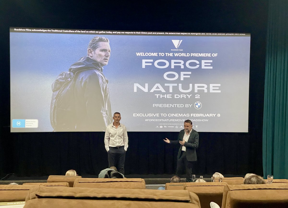 Just attended the worldwide premiere of #TheDry2 #ForceOfNature directed by #RobertConnolly starring #EricBana. To sum it up in one line, #TheDrySeries is Australian cinema at its best. 1/2