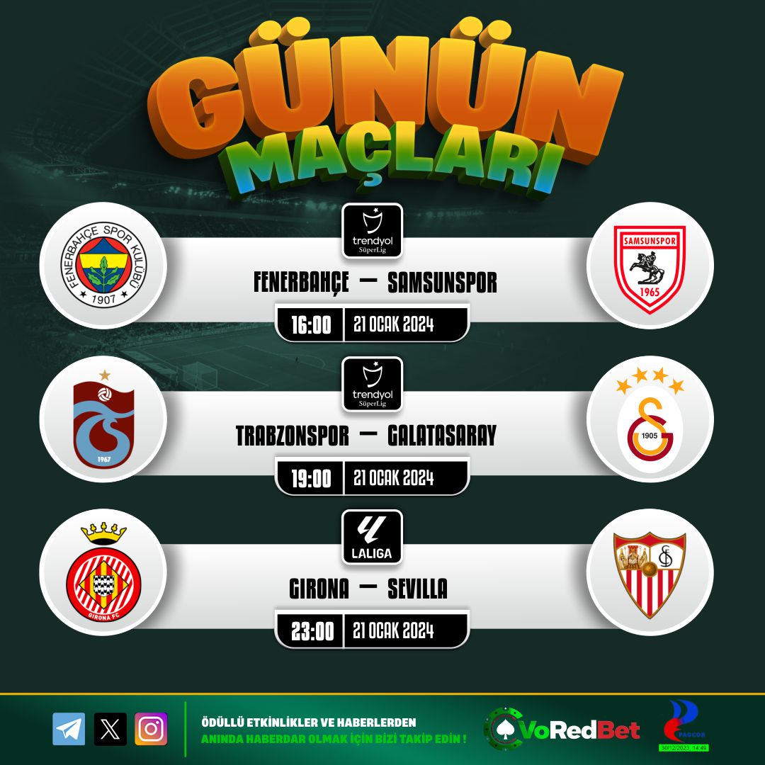 🔔 #Voredbet ile #kazanmak çok #kolay!

Günün #kazandıran karşılaşmaları

⚽ #Fenerbahçe 🆚 #Samsunspor 
⚽ #Trabzonspor 🆚 #Galatasaray
⚽ #Girona  🆚 #Sevilla

🎁#freebetler ve 7/24 #güvenilir #hızlı #çekim garantisi;

📲 vored.vip

#spor #bahis #casino #yüksek