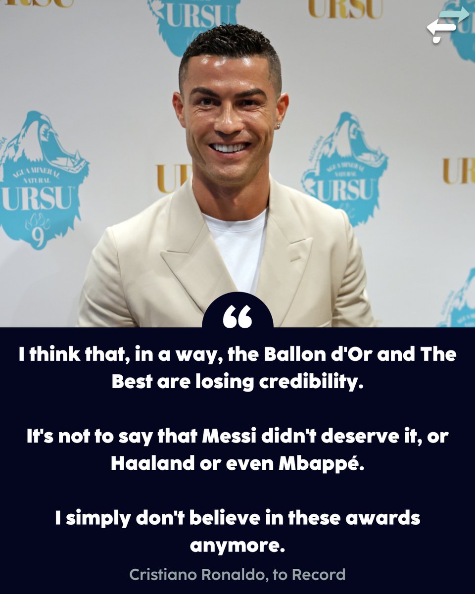 After finishing nowhere near the top 30 in either the Ballon d'Or or The Best, Cristiano Ronaldo doesn't believe in the awards any more... 🤔