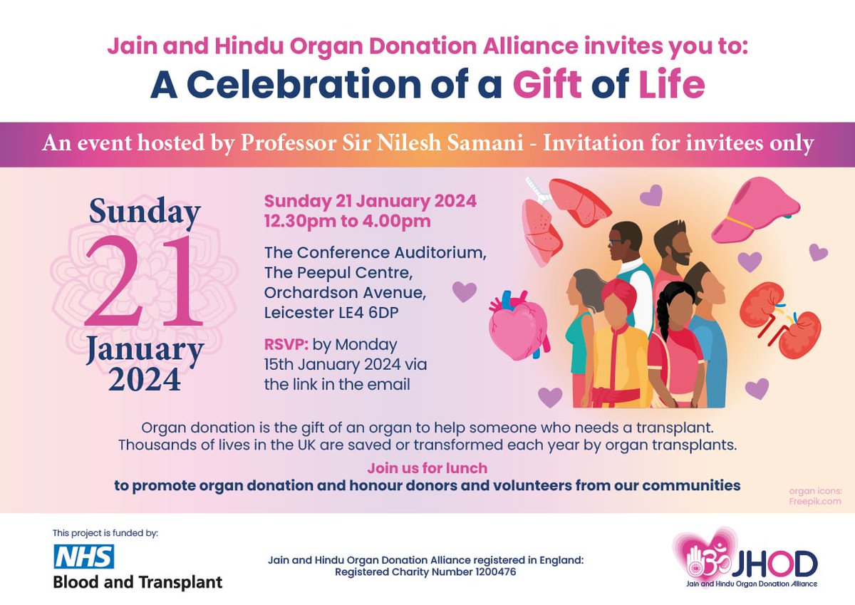 We've been working in Jain & Hindu communities to encourage organ donation and conversations.  Today on #WorldReligionDay we are in Leic to honor donors, medics and those working to raise awareness @NHSOrganDonor @kiritmodi100 @PrafulaShah @NavinKundra @NavinShah2016 @delaidowu