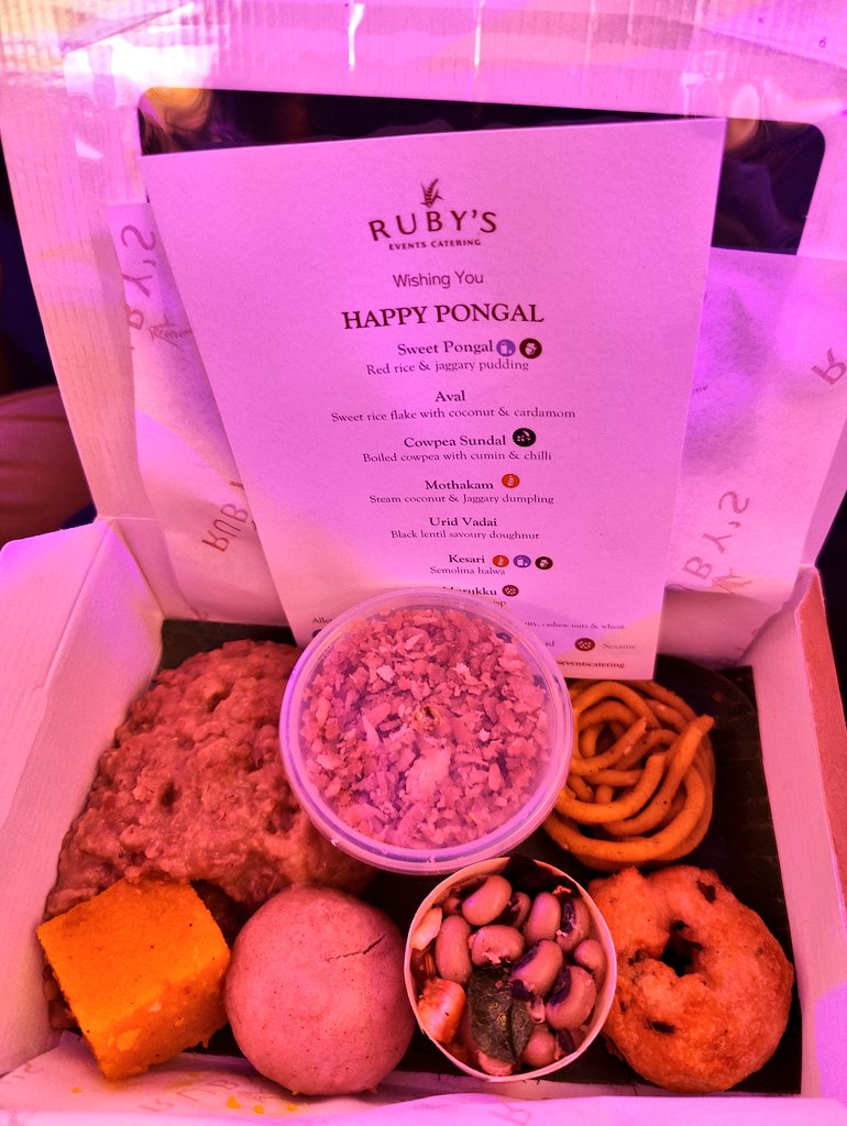 mathspo's tweet photo. A week of Thai Pongal celebrations ❤️💛
1. snack box from Pongal in Westminster on Monday 
2. my parents at the Pongal celebrations at 10 Downing St
3&amp;4. Surrey Tamil School celebrations yesterday https://t.co/pwWE6KZGgq