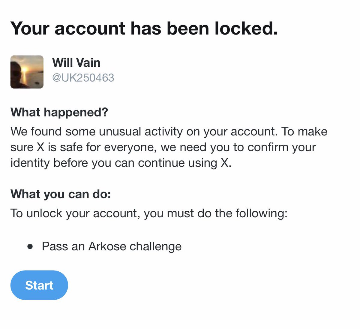 UK250463's tweet image. Yes, had the same account lock today and to authenticate by doing the same idiot rock test.
Wondering which ‚unusual activity' they found on my account.
I guess it’s got to do with critical political tweets … well, I’m afraid I will never know the real reason.

#AccountLock 🤔