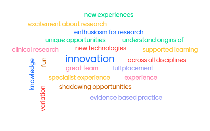 Fantastic engagement from the research teams in the room @NIHRCRN_tvsm  . #research #placements #nursing #midwifery #ahp 
When asked what their team could offer a learner on placement with them, this is what they said....