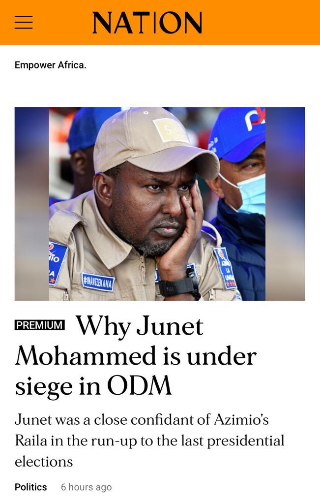 This scapegoating must stop. If some elements want to reduce The ODM party to a village CBO with membership of the same surnames let them say it plainly. There is nothing @JunetMohamed has done, by commission or omission, without the express instruction & knowledge of the top