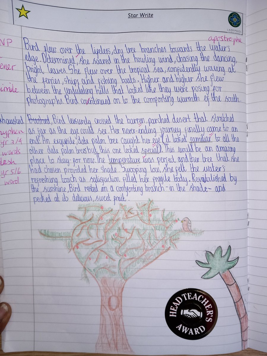 Ladypool_Prim's tweet photo. It's been a super week for writing in 6A. These short descriptive pieces have really been effective at painting a picture in Mrs Atherton's mind. Well done Mariam, Meerab and Yusuf. @IAACWriter #RespectGrowExcel #StarWrite https://t.co/yluYKJz6nb
