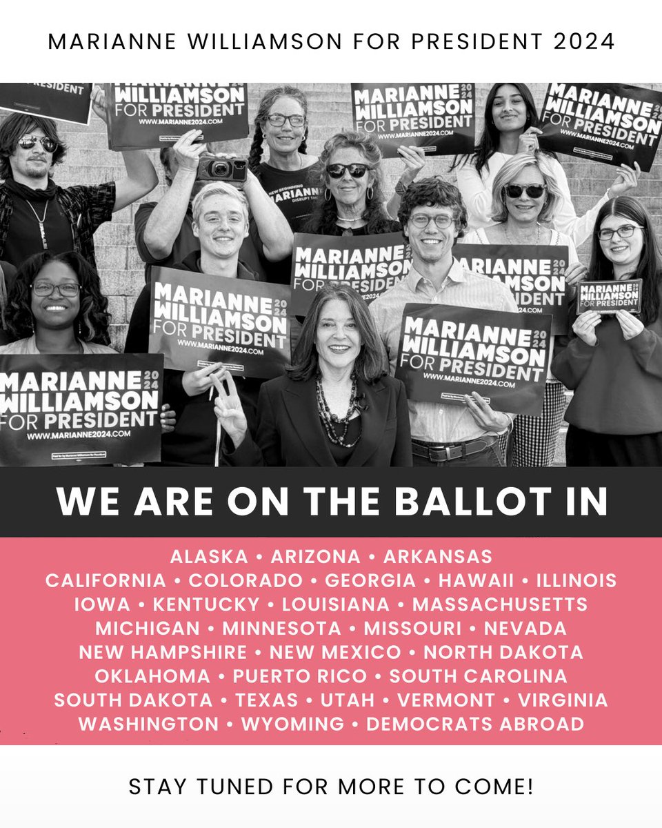 VedicCounseling's tweet photo. Congratulations to #Marianne2024, her team, staff, &amp; volunteers/ambassadors across America. Fueled by individual donations &amp; a ton of enthusiasm, we are taking on the big money system. Time is now to choose a President who is a reflection of the good people of the US. #ShesWithUs https://t.co/qUx2XTmpyi