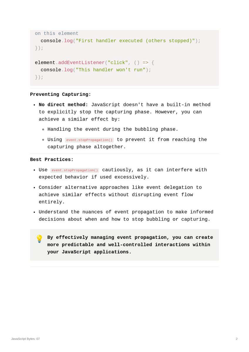 irahuldutta02's tweet photo. ๐ป Learning in Bytes ๐
๐ก JavaScript Bytes:ย 07 - Stopping bubbling, propagating, and capturing in JavaScript
#learningInBytes #javaScriptBytes
@isanketsingh https://t.co/u1xwskHp3l