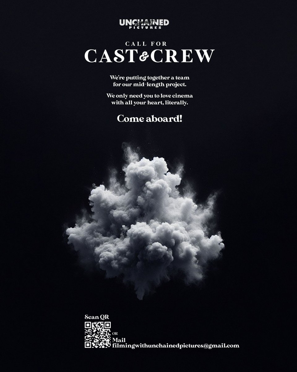 unchainedpics's tweet photo. You could be a compelling character / a riveting technician. We're looking for everyone who loves cinema &amp; wants to be a part of our upcoming mid-length project. Send us whatever best represents you &amp; your skills at filmingwithunchainedpictures@gmail.com
#CastingCall #DreamTeam https://t.co/dYCyNMDBbN